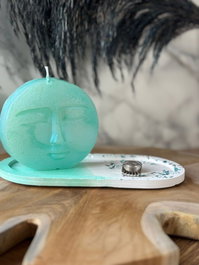 Aberto Design Glamour Candle 21ST - Conjunto de Velas de Concreto Azul y Blanco